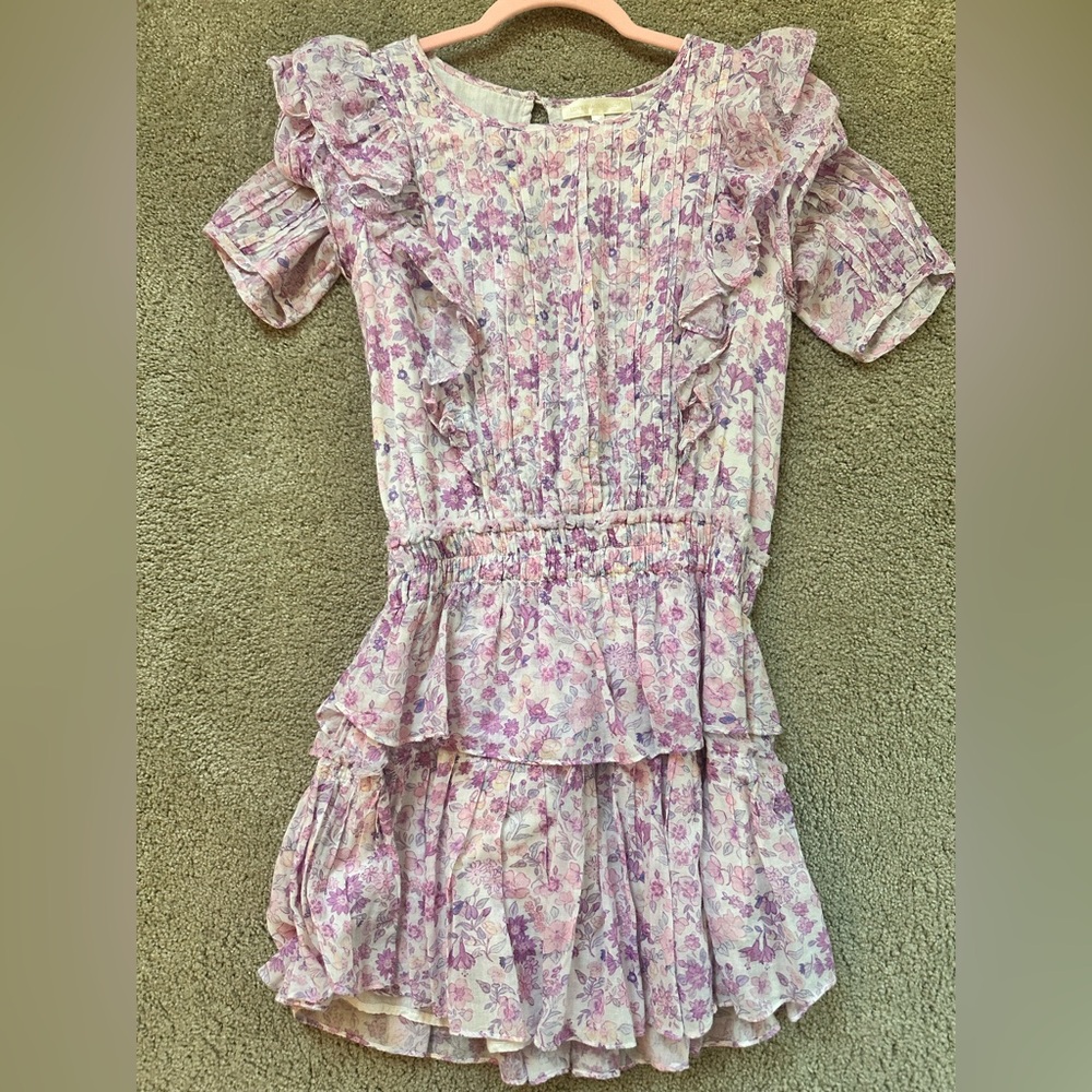 LoveShackFancy Pink and Purple Floral Top